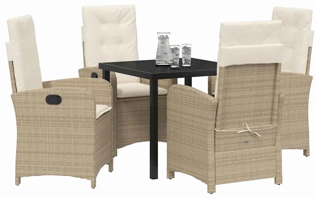 Kert étkező szett 5 pcs Bézs polirattan