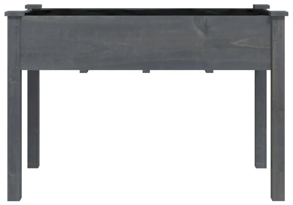 szürke tömör fenyőfa kerti ültetőláda béléssel 118 x 59 x 76 cm