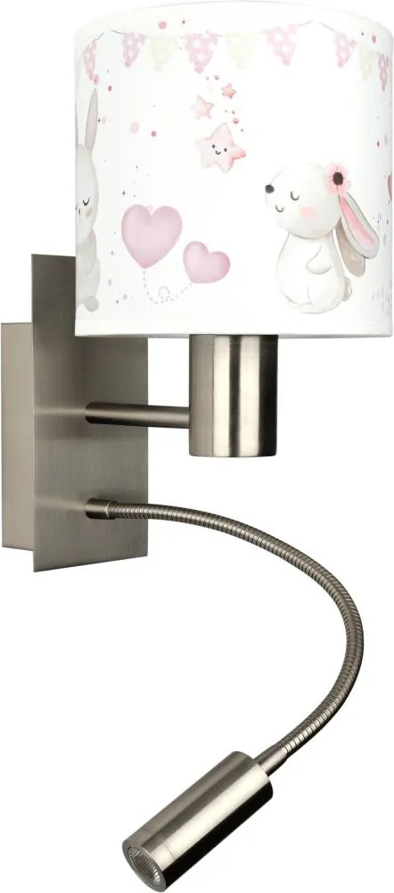 Brilagi - LED Flex. lámpa BOBO 1xE27/25W/230V + LED/3W m. króm/krémszínű/nyuszik