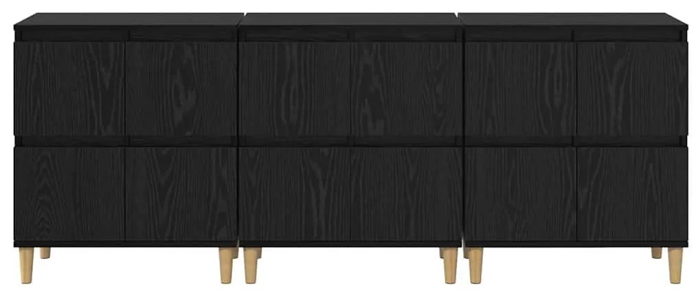 Oldalszekrények 3 pcs Fekete tölgy 60 x 35 x 70 cm Faanyag