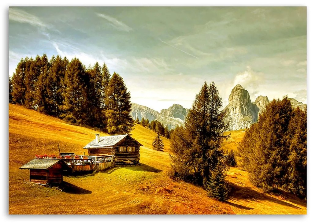 Gario Vászonkép Vendégház a hegyekben Méret: 90 x 60 cm