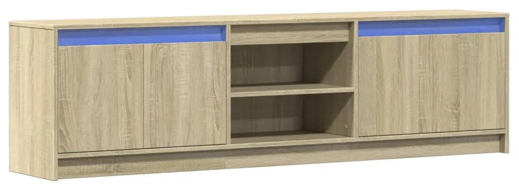 sonoma tölgy színű szerelt fa LED-es TV-szekrény 180x34x50 cm