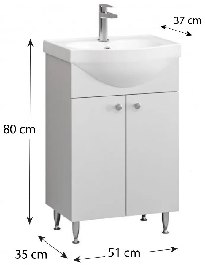 Adino Lungo fürdőszoba bútor szett Gilda II New alsószekrénnyel, mosdóval, Adino tükrös szekrénnyel