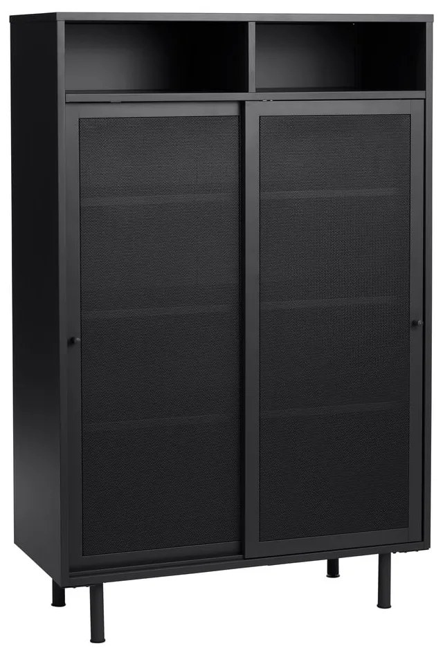 Fekete fém szekrény tolóajtóval 90x140x40 cm Veep – Unique Furniture