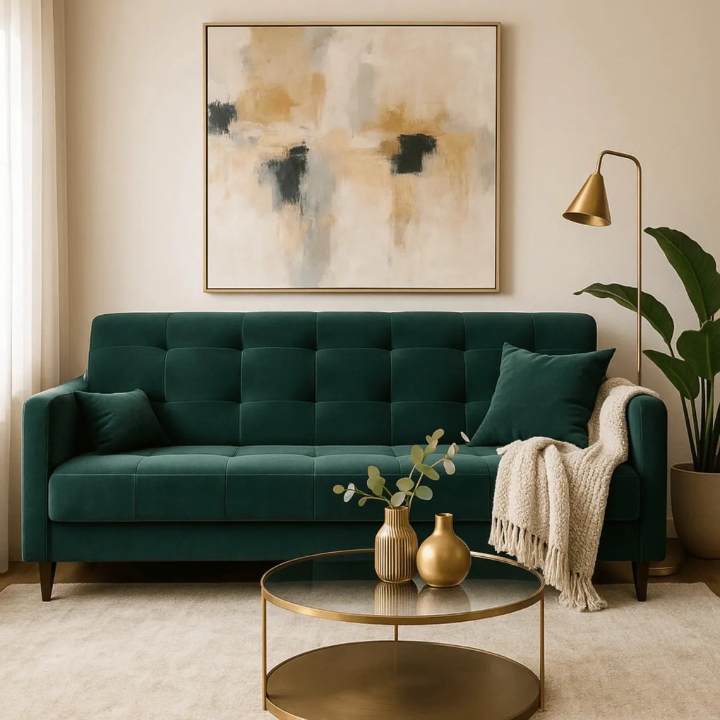 Dönthető kanapé zöld színben, bársony kárpittal. TIVOLI