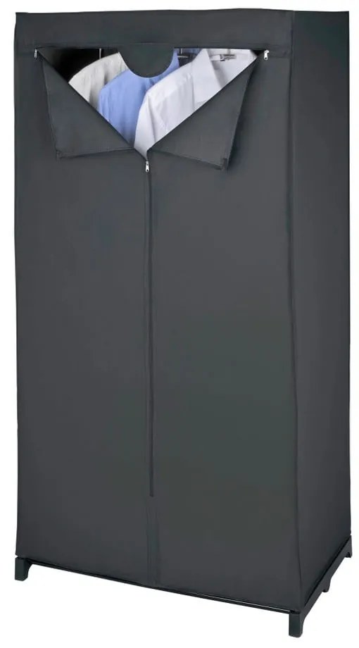 Fekete textil ruhásszekrény 75x150 cm Deep – Wenko