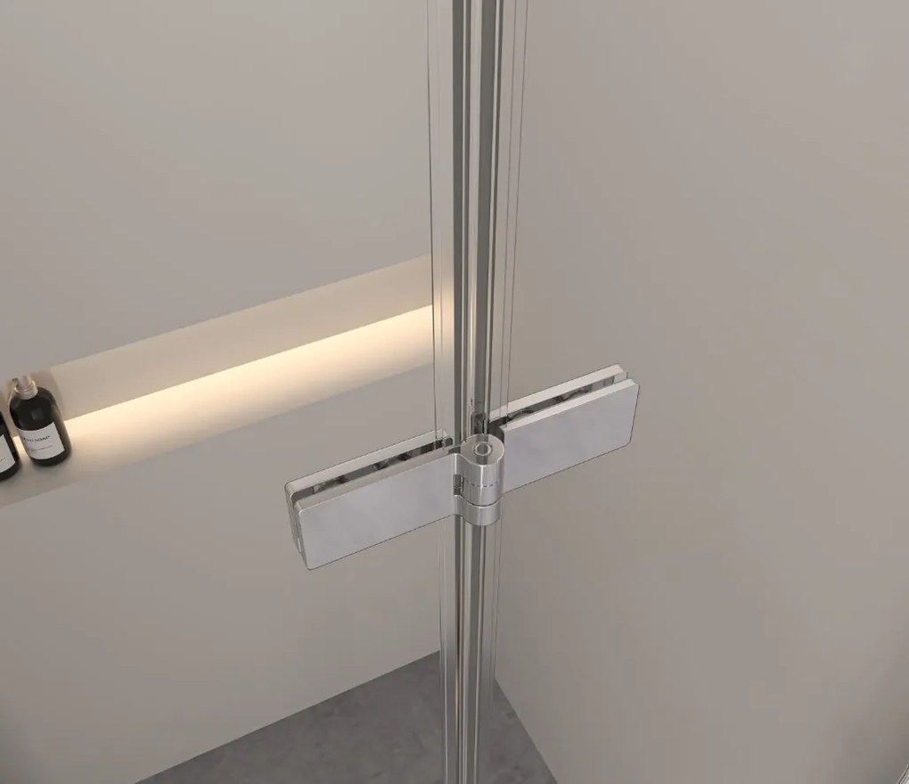 Erga Berlin Dupla, zuhanykabin dupla összecsukható ajtókkal 80 (ajtó) x 90 (ajtó) x 195 cm, 6mm átlátszó üveg, króm profil, ERG-V02-BERLIN-D080D090-C…
