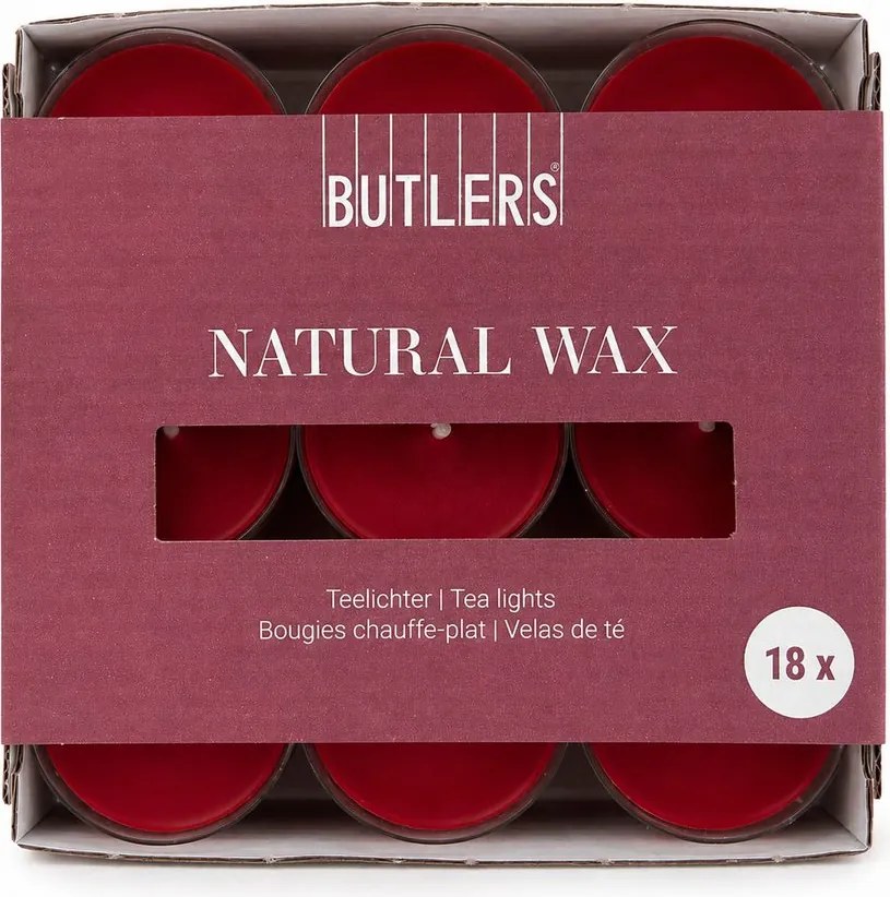 NATURAL WAX mécses 18db, sötétpiros