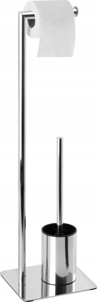 Fürdőszobai WC-papír tartó állvány Wc kefével Ezüst Króm