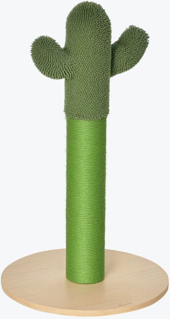 PawHut Felnőtt és Kiscica Karcolófa Kaktusz Formában, Zsineg és Fenyőfa Alap, 40x40x65 cm, Zöld | Aosom