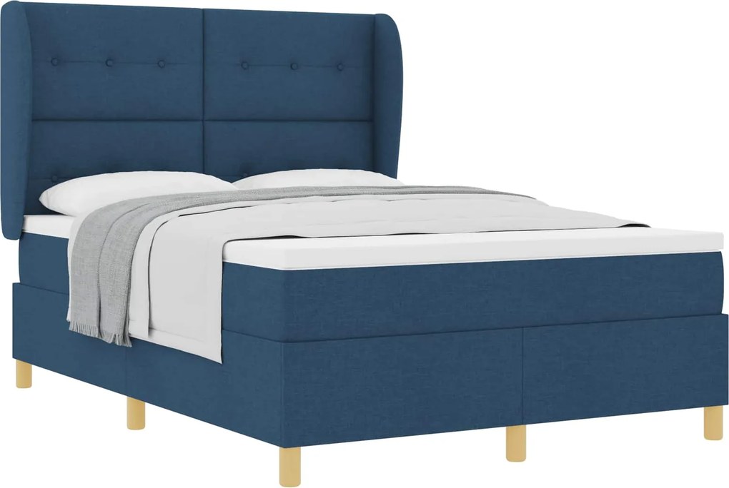 vidaXL Boxspring ágy matraccal Sötétszürke 90x190 cm Szövet Kék szövet