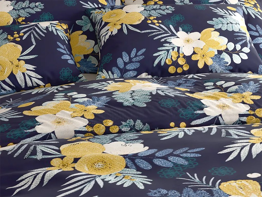 Mikroszálas ágyneműhuzat FLOWERISH sötétkék Ágyneműhuzat mérete: 70 x 90 cm | 140 x 220 cm