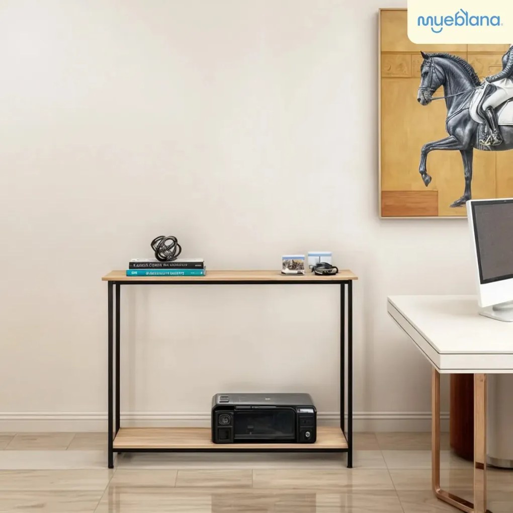 Intenso Home konzolasztal / előszobai lerakóasztal / tálalóasztal 106x35cm (Sonoma tölgy) | Masszív fém váz