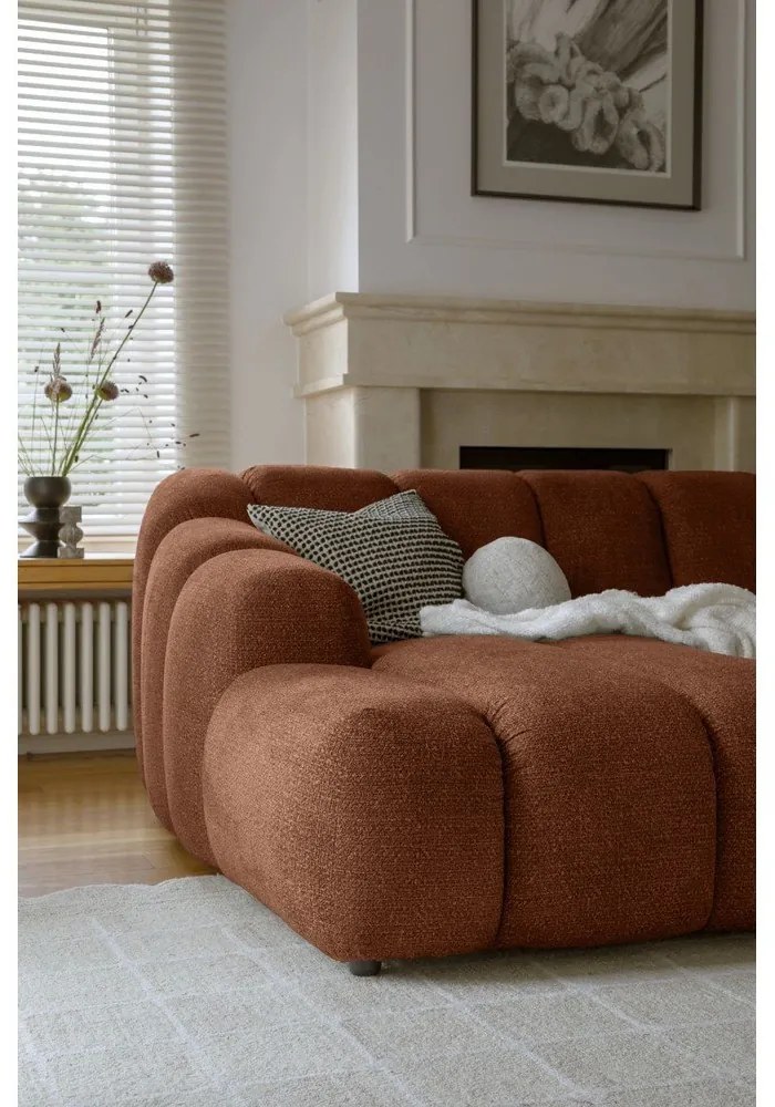 Terrakotta színű sarokkanapé (bal oldali-heverő résszel) Shell – Miuform