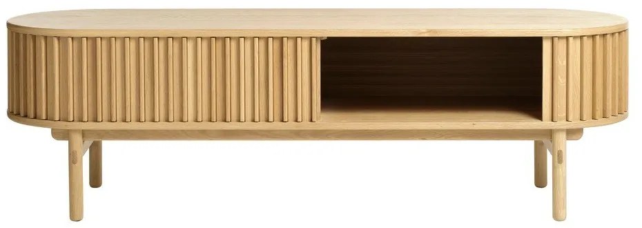 Natúr színű TV-állvány tölgyfa dekorral 160x48 cm Carno – Unique Furniture