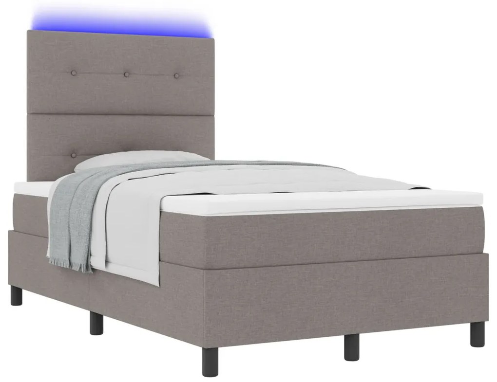 Rugóságy matraccal és LED világítással - Bézs - 120 x 200 cm - Szövet