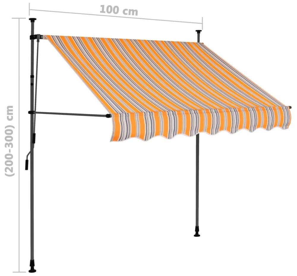 sárga és kék kézzel feltekerhető LED-es napellenző 100 cm