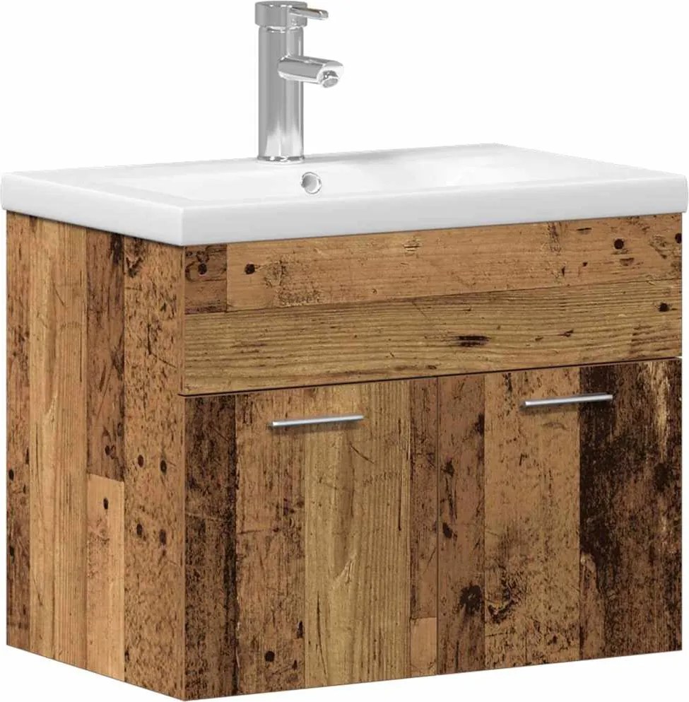 vidaXL Fürdőszoba Székény tárolóval Öreg fa 60 x 38,5 x 46 cm Faanyag