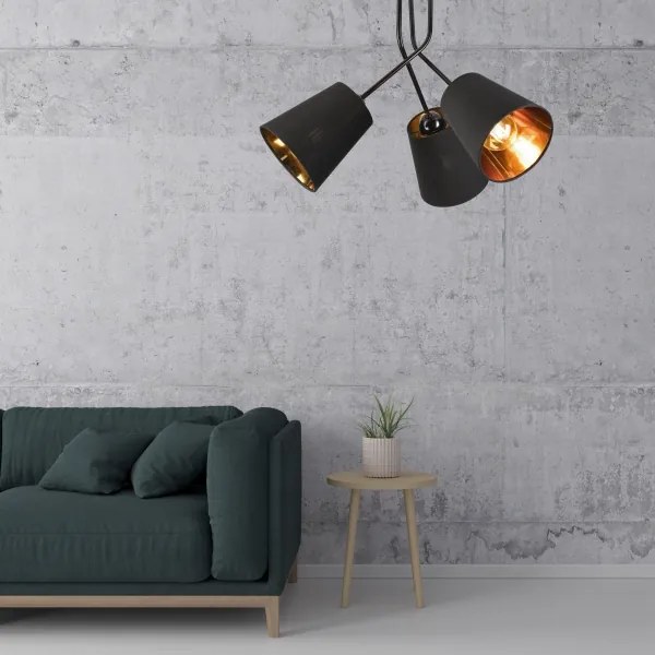 Csillár rúdon IRMA 3xE27/15W/230V fekete