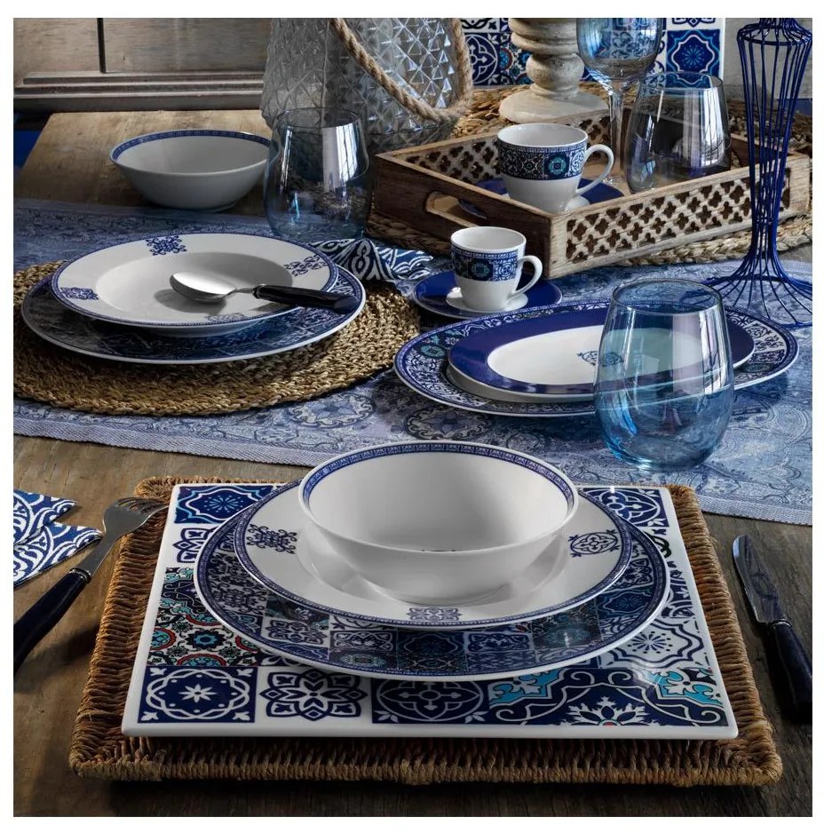 24 darabos kék porcelán étkészlet