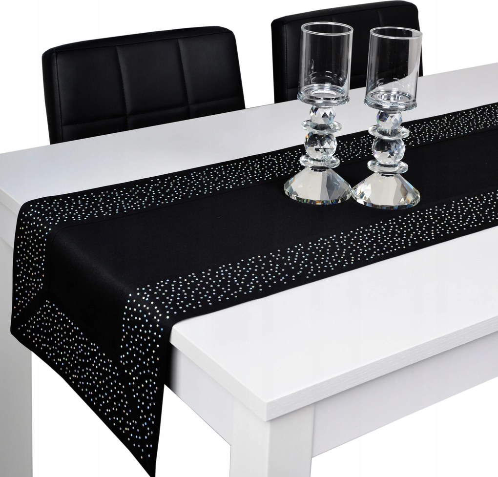 Dekorációs öv Smaragd 40x160 asztali futó strassz fekete