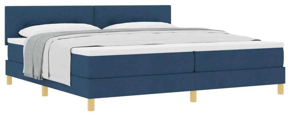 Box Spring Ágy Matraccal Kék 200x200 cm Szövet