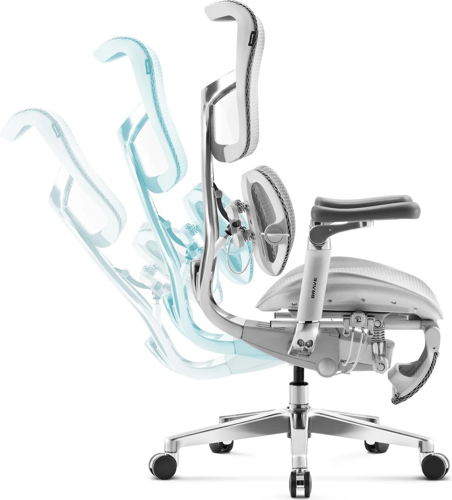 Prémium ergonomikus irodai szék lábtartóval szürke Premium Normal Size: Diablo V-Kinetic