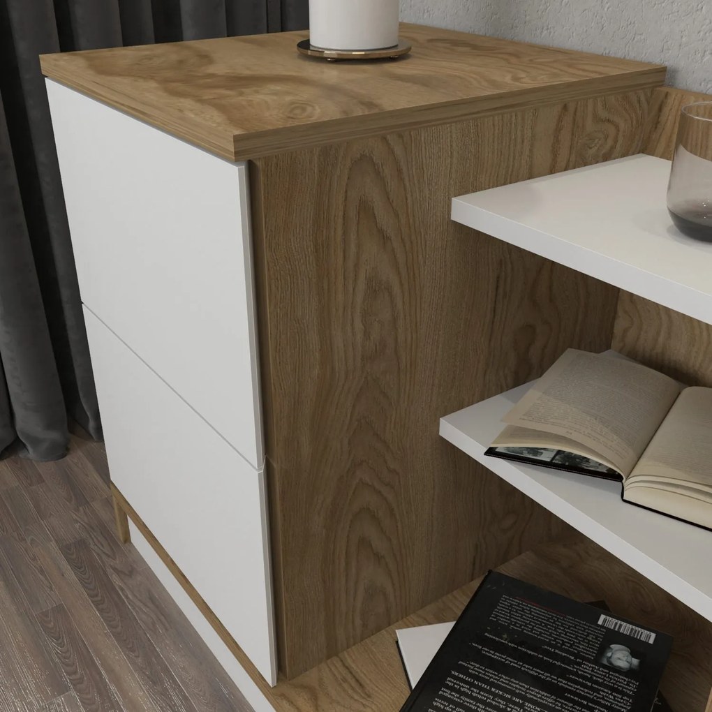 Éjjeliszekrény Rena - White, Oak