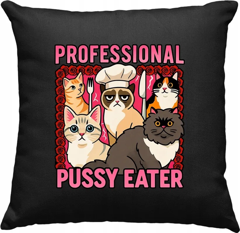 Professional Pussy Eater párna, fekete