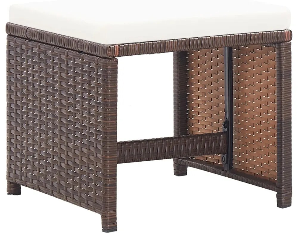 4 db barna polyrattan kerti szék párnákkal