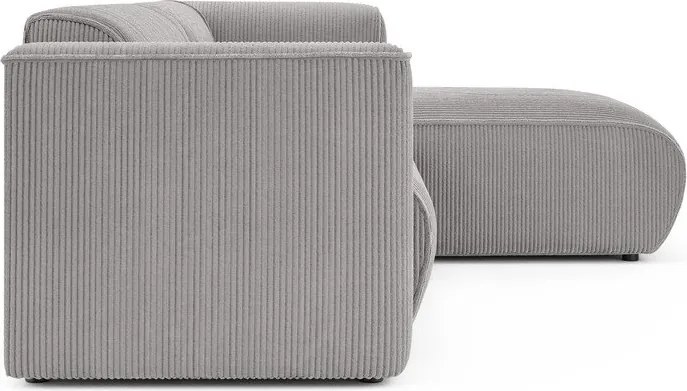 Világosszürke kordbársony sarokkanapé (jobb oldali-heverő résszel) Merid – Ropez