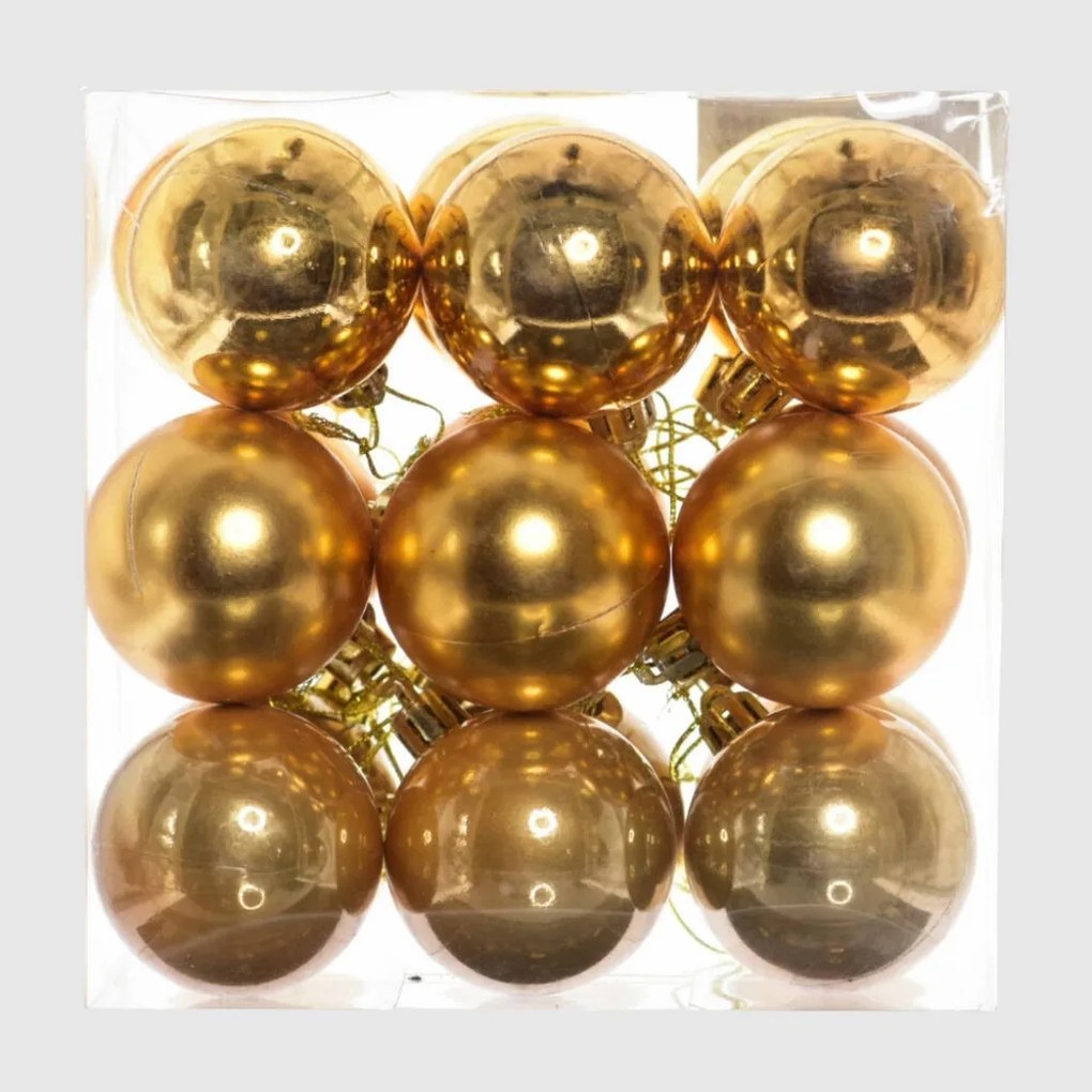 Mézsárga műanyag karácsonyi gömb szett 9x8cm