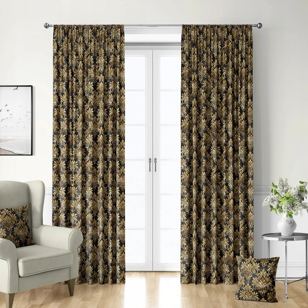 Szalagra Kész Függöny Arany Mintás 145x300