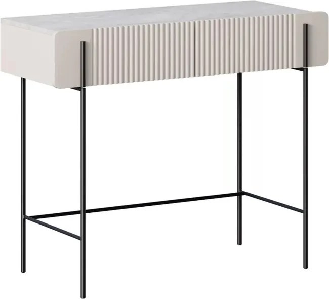 Malmi fiókos sminkasztal 100 cm - kasmír / crema bianca / fekete lábak