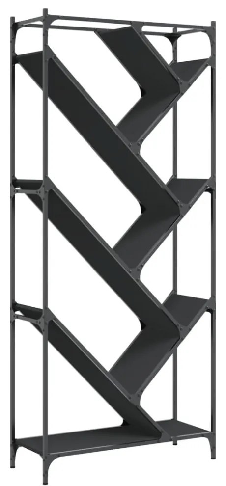 fekete szerelt fa és fém könyvszekrény 79 x 30 x 180 cm