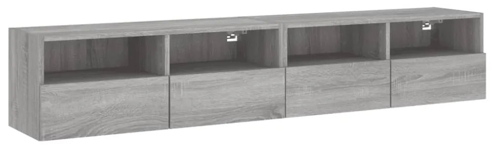 2 db szürke sonoma szerelt fa fali TV-szekrény 80 x 30 x 30 cm