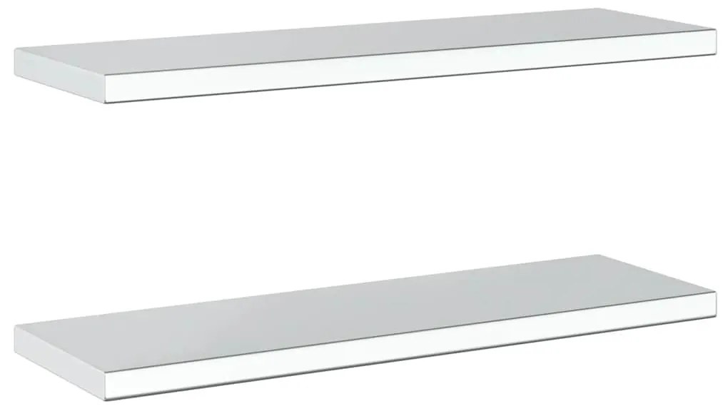 2 db ezüstszínű rozsdamentes acél fali polc 75 x 23,5 x 3 cm