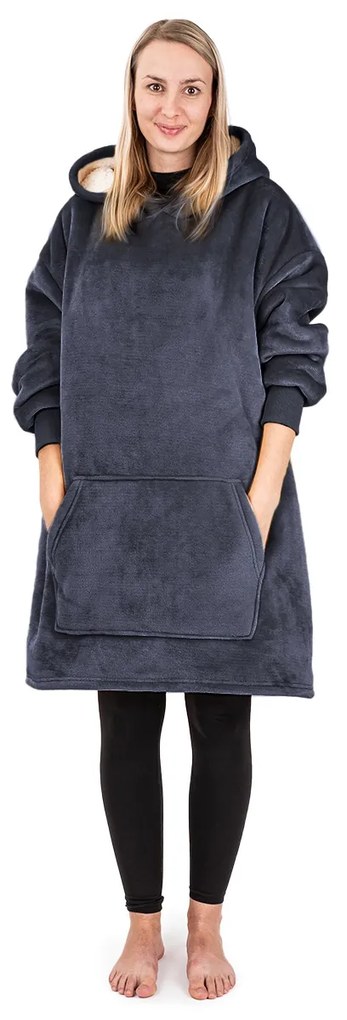 4Home Antracit mikroplüss gyapjú hatású takarópulóver, uni S - gyerek