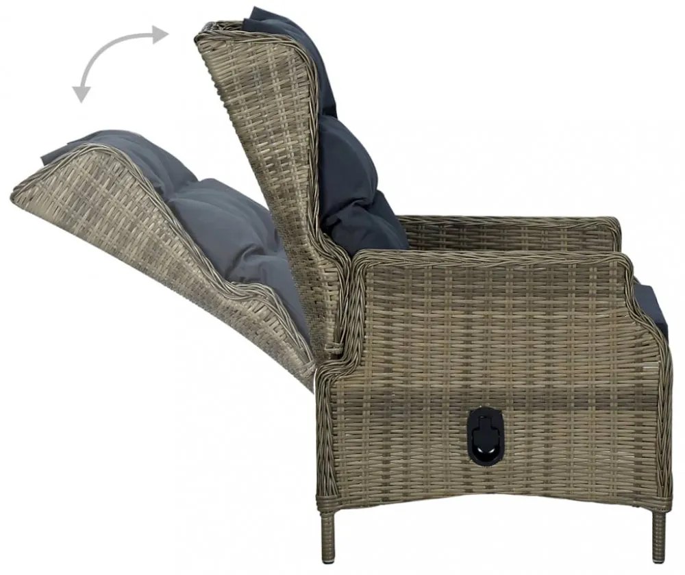 9 részes barna polyrattan kültéri étkezőgarnitúra párnákkal