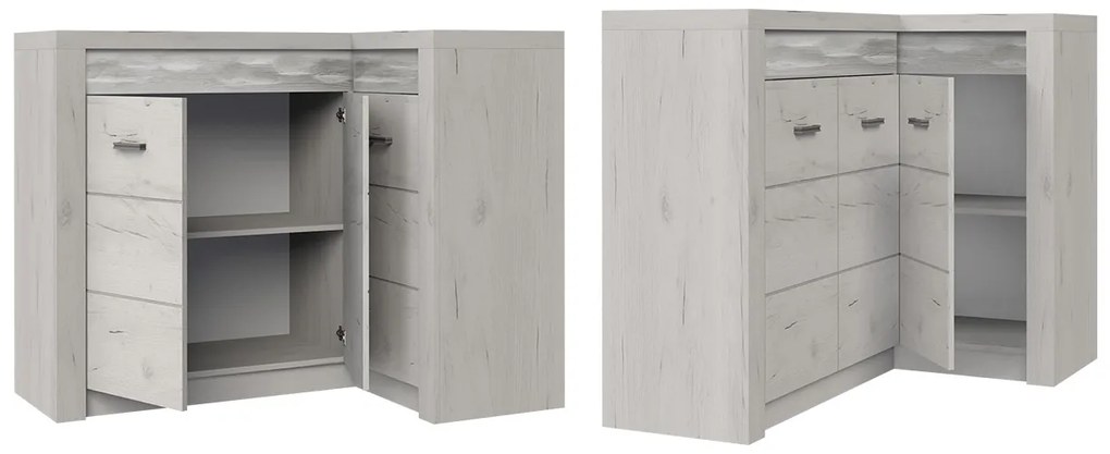 Sarok komód Nadenas N15 K (fehér craft) (meleg fehér LED világítás). 1058238
