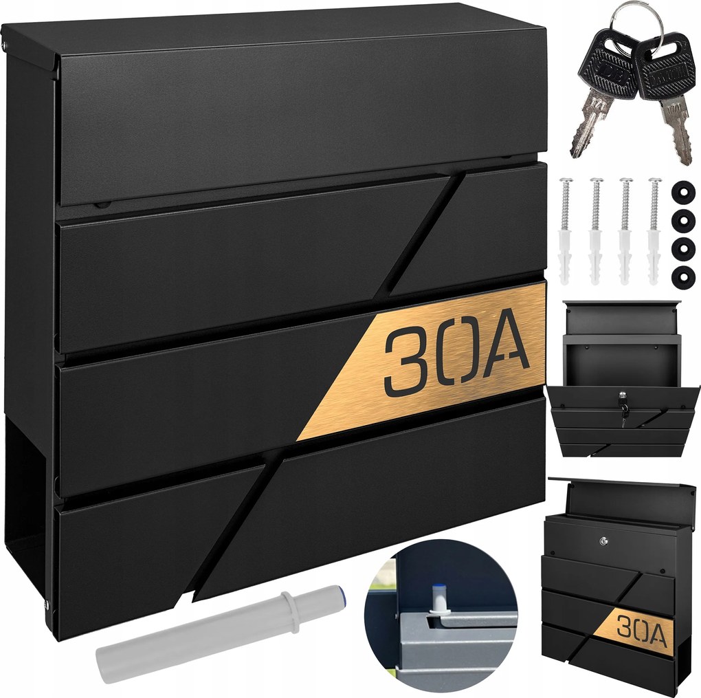 Fekete Postaláda Újság Arany Házszám