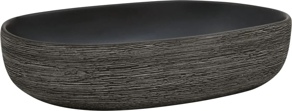 vidaXL szürke és fekete kerámia ovális asztali mosdó 59 x 40 x 14 cm