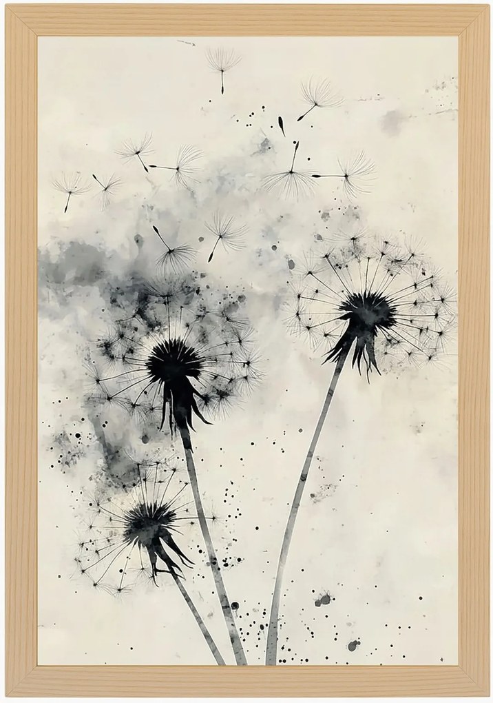 Poszter Keret Fa Grafika Természet Növényzet Virágok Pitypang 40x60