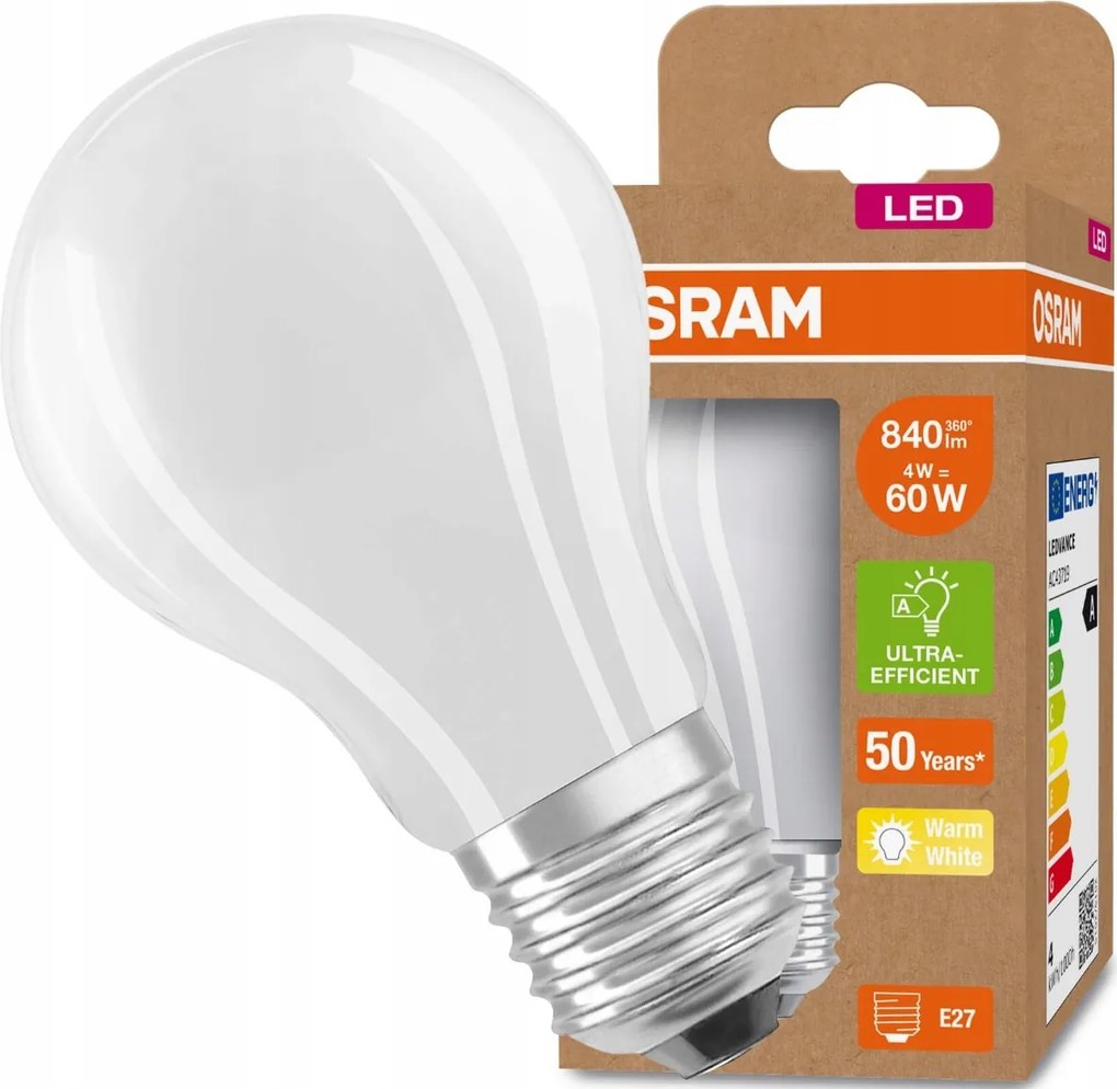 Led izzó A60 E27 4W 60W 3000K 210lm/W Osram