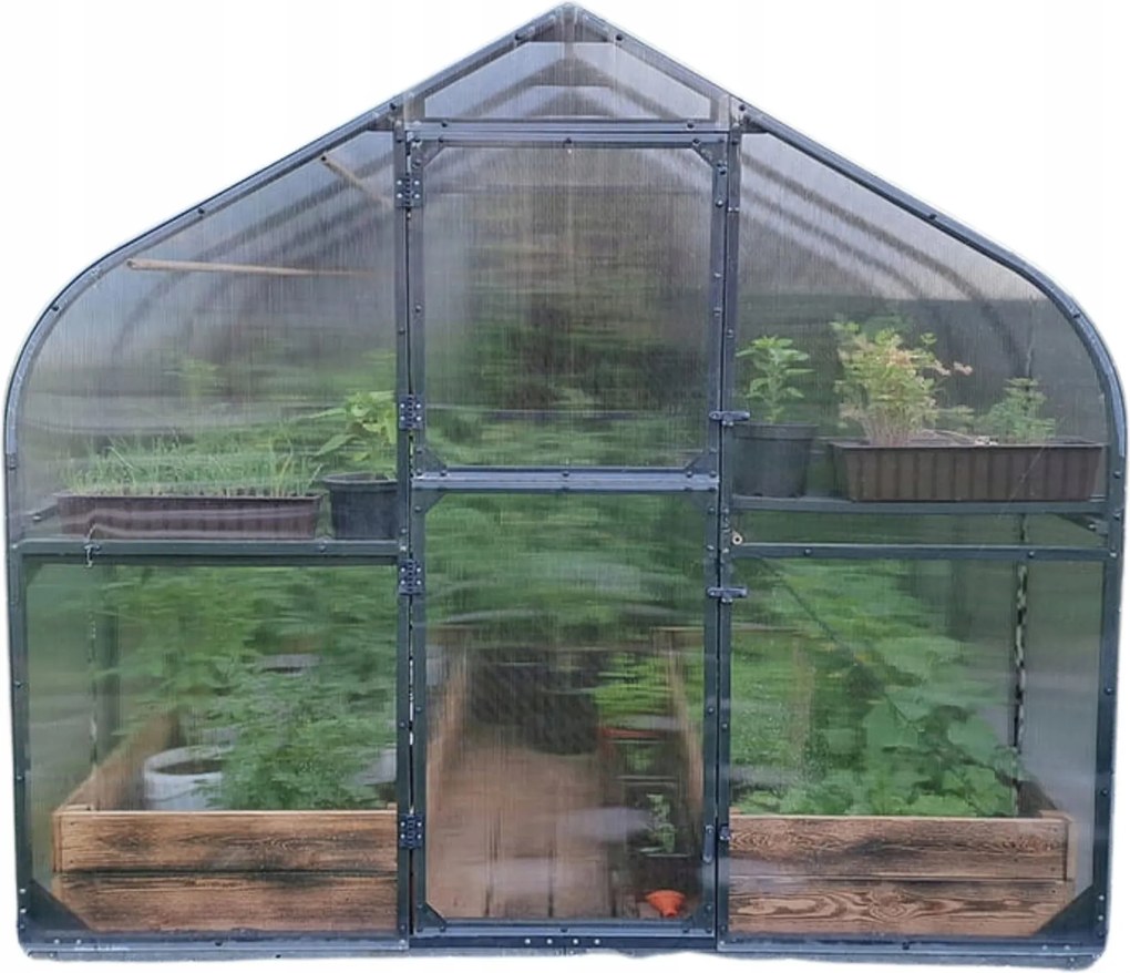 Polikarbonát Üvegház Alagút 5M2 250X200 Ptf Lengyel Alumínium Grafit