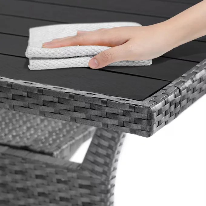 Deuba Takeo rattan asztal 190x90x74 cm - szürke