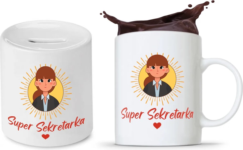 Titkárnőnek Bögre Persely Szett Ajándék fényképes nyomtatással