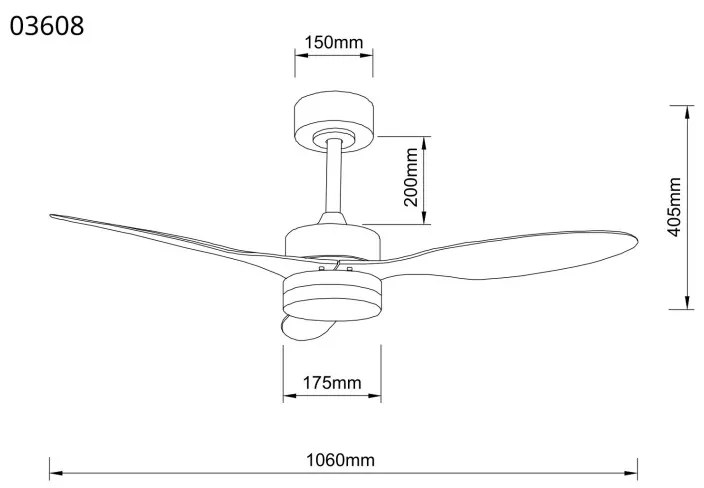 Globo Blackwell 03608 távirányítós mennyezeti ventilátoros lámpa, 20W LED, 2700K-6500K, 170-800lm
