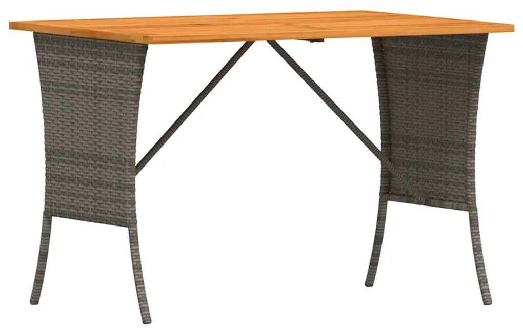 szürke polyrattan akácfa lapos kerti asztal 105x75x72 cm