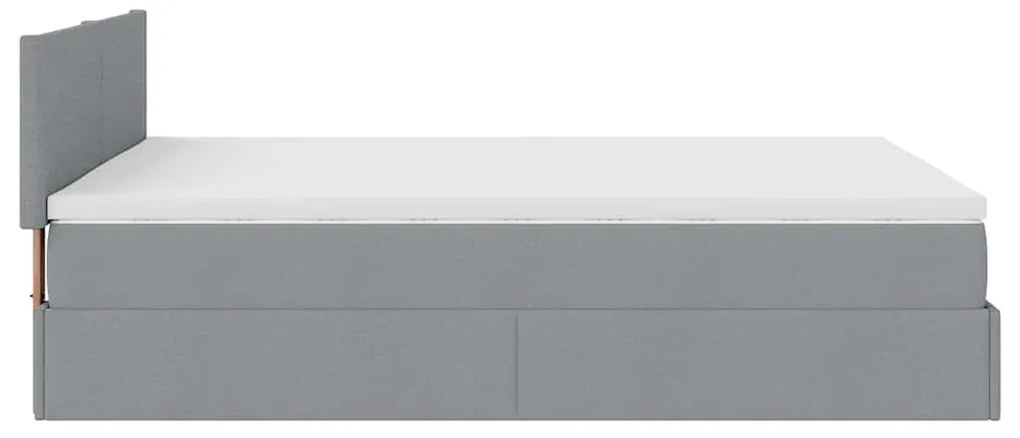 Ottomán ágy matraccal világosszürke 140x190 cm szövet
